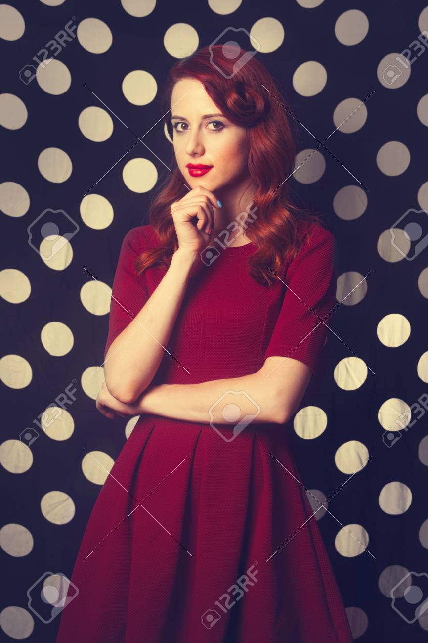 red dress with black polka dots