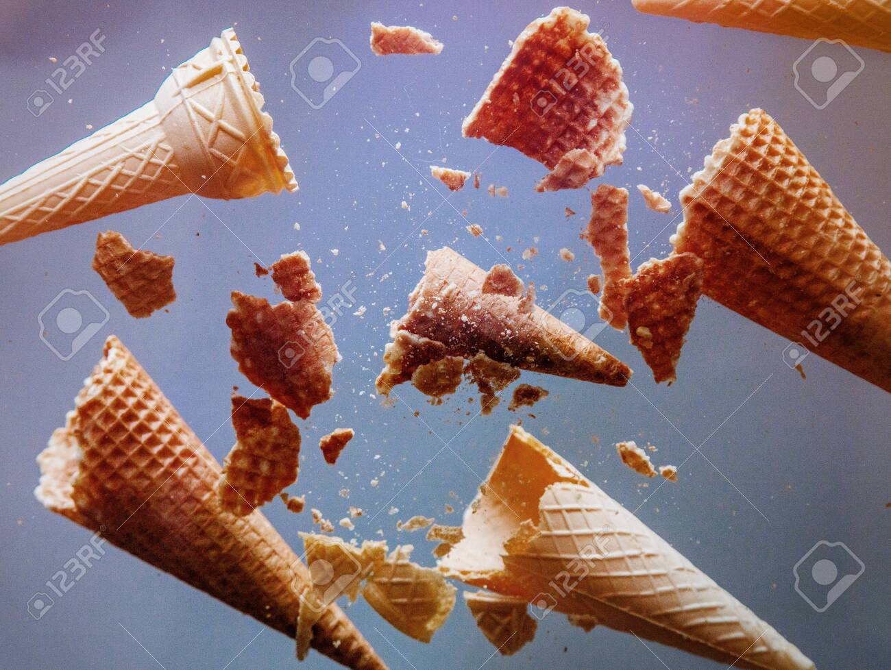 crumbled ice cream cones on glass. bottom view - 118880213 crumbled ice cream cones on glass. bottom view - 118880213