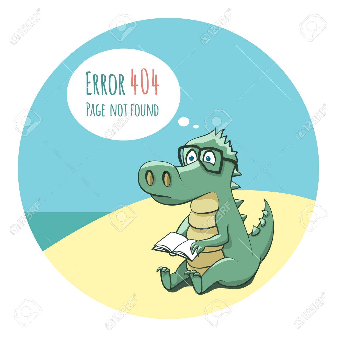Crocodile Avec Un Livre Drole Page D Erreur 404 Illustration Clip Art Libres De Droits Vecteurs Et Illustration Image 28070269