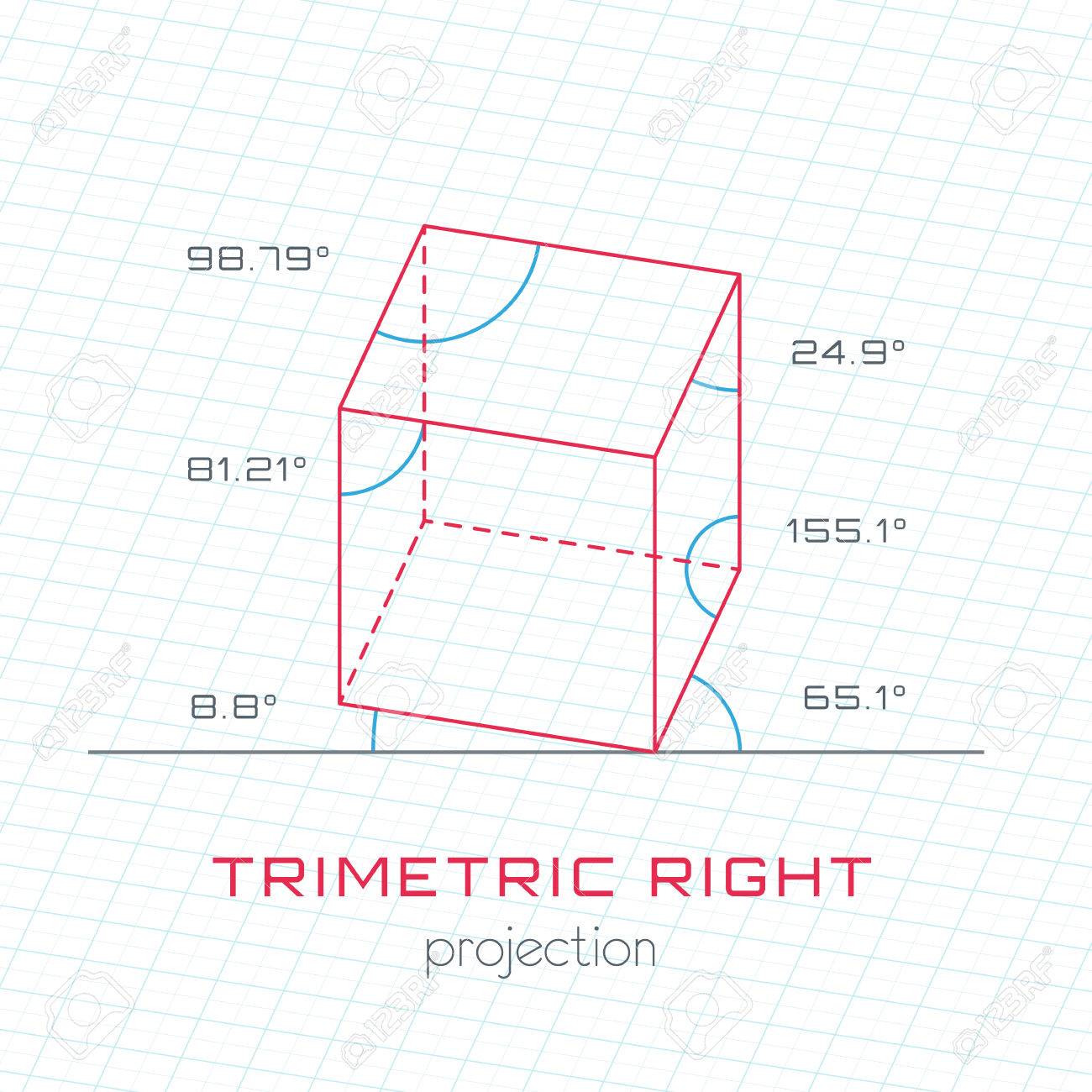 frame object in axonometric perspective trimetric right template trimetric graph paper