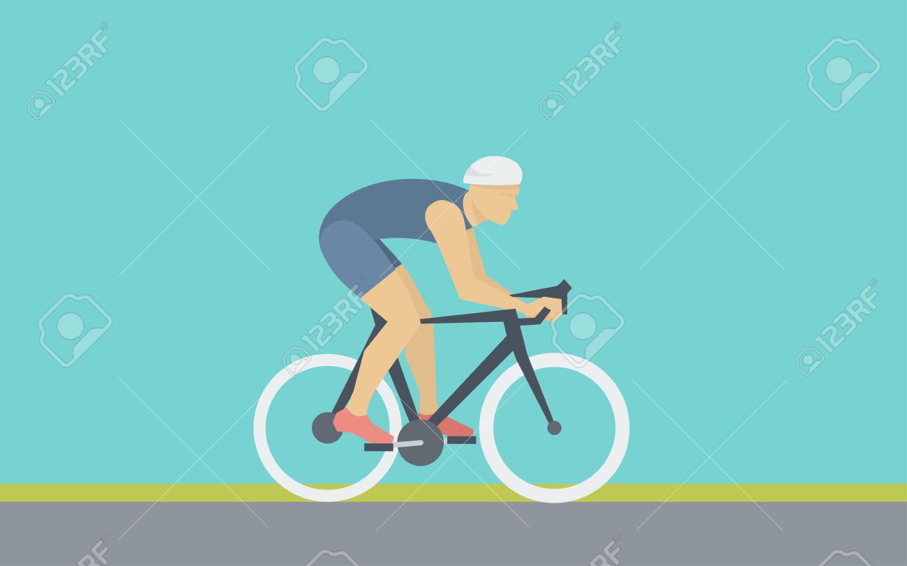 自転車に乗るフラット スタイルで自転車の簡単な図 のイラスト素材 ベクタ Image