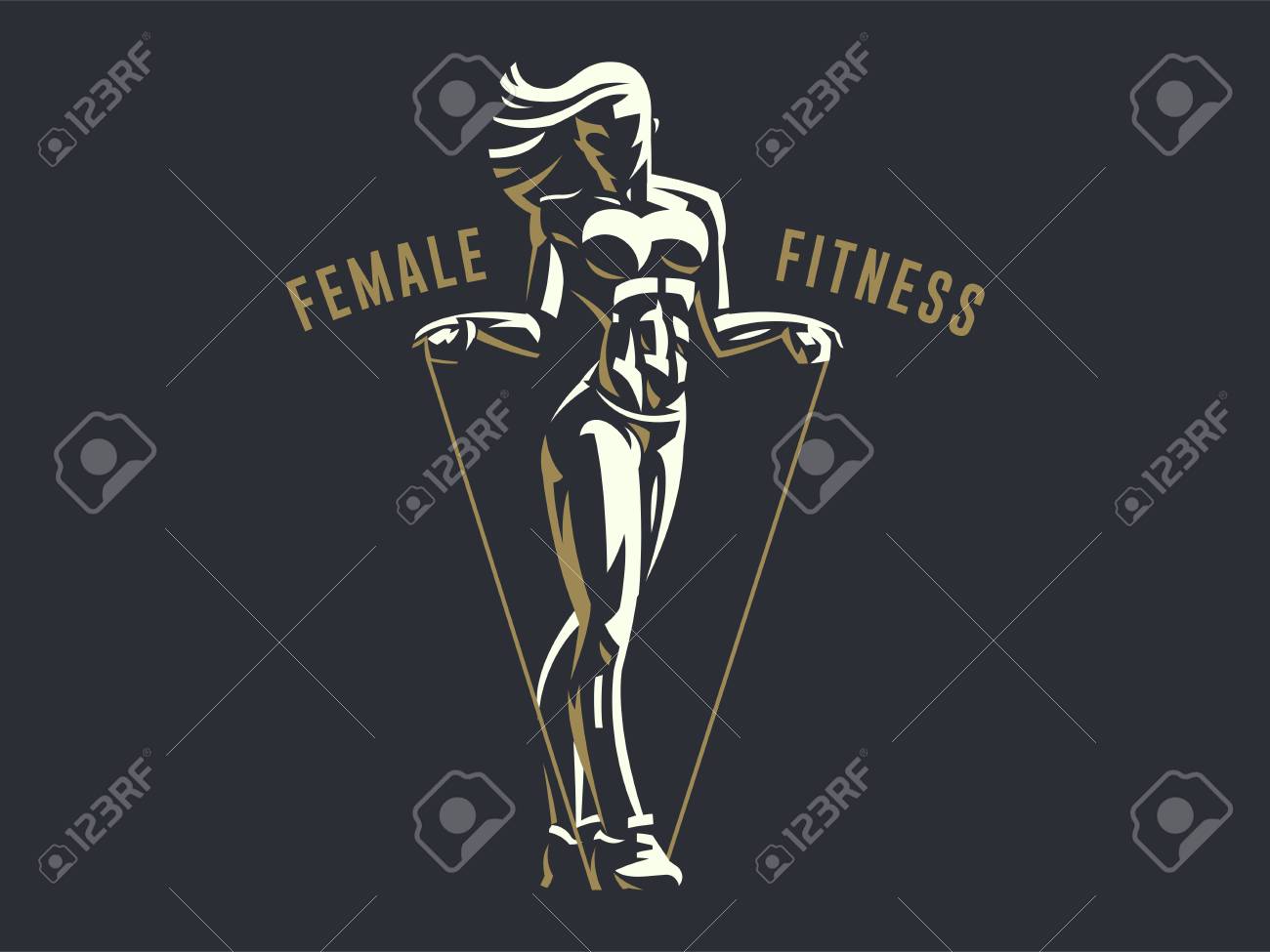 Sporty woman fitness emblem silhouette. Vector illustration. - 107598080 Sporty woman fitness emblem silhouette. Vector illustration. - 107598080