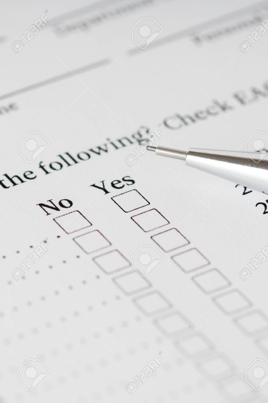 blank checklist with yes no answers stock photo picture and royalty