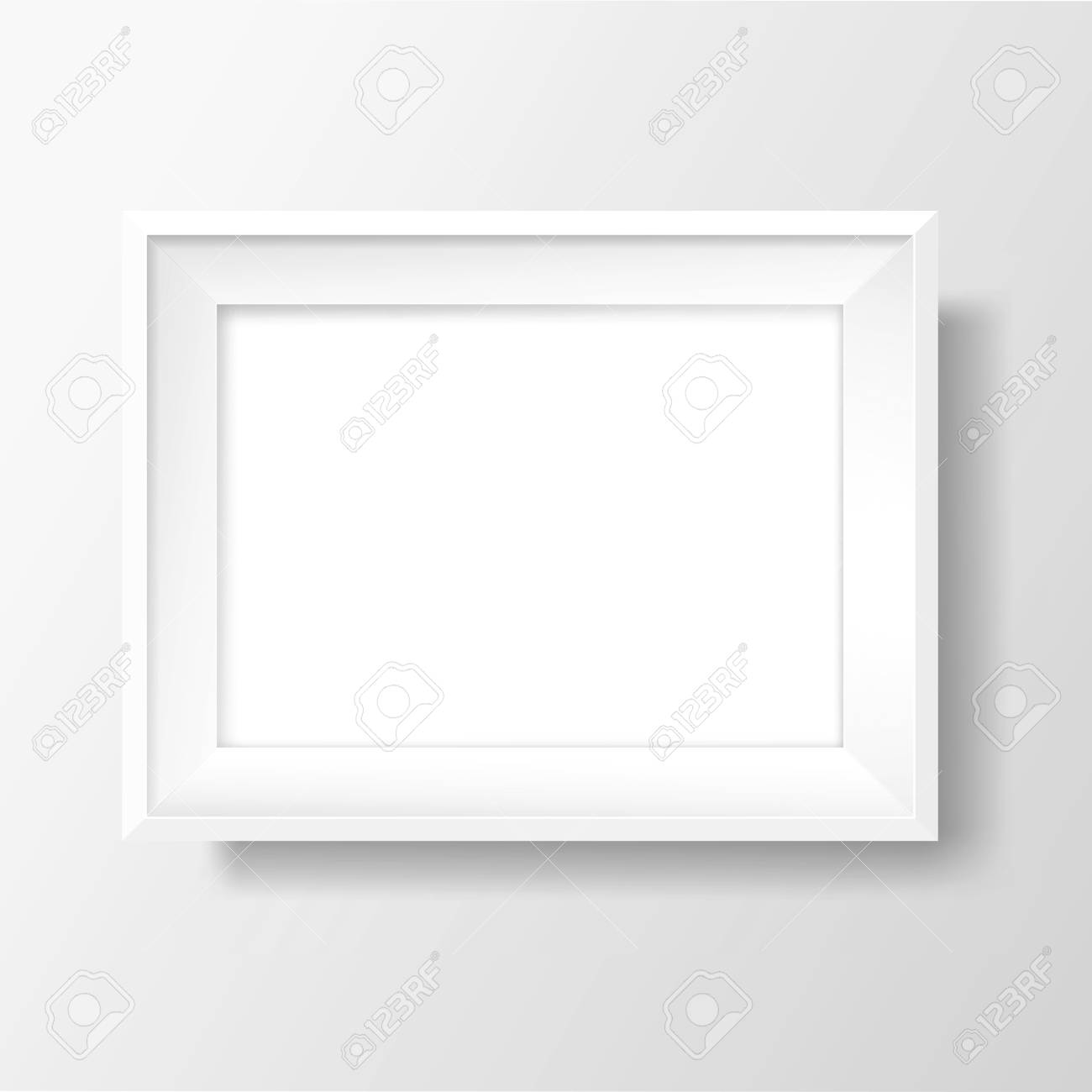 Blank picture frame template. Realistic white frame with shadow on white wall for photo or poster. Horizontal orientation A4 - 105719742 Blank picture frame template. Realistic white frame with shadow on white wall for photo or poster. Horizontal orientation A4 - 105719742