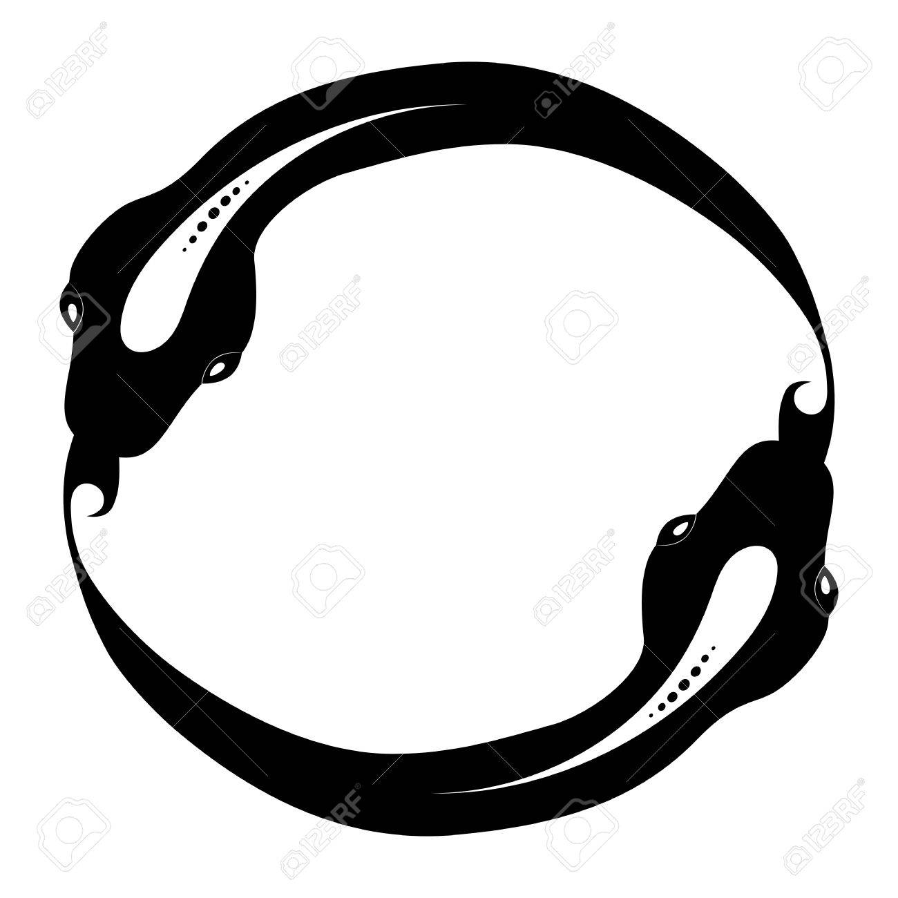 fish or snake tattoo infinity symbol isolated on white background