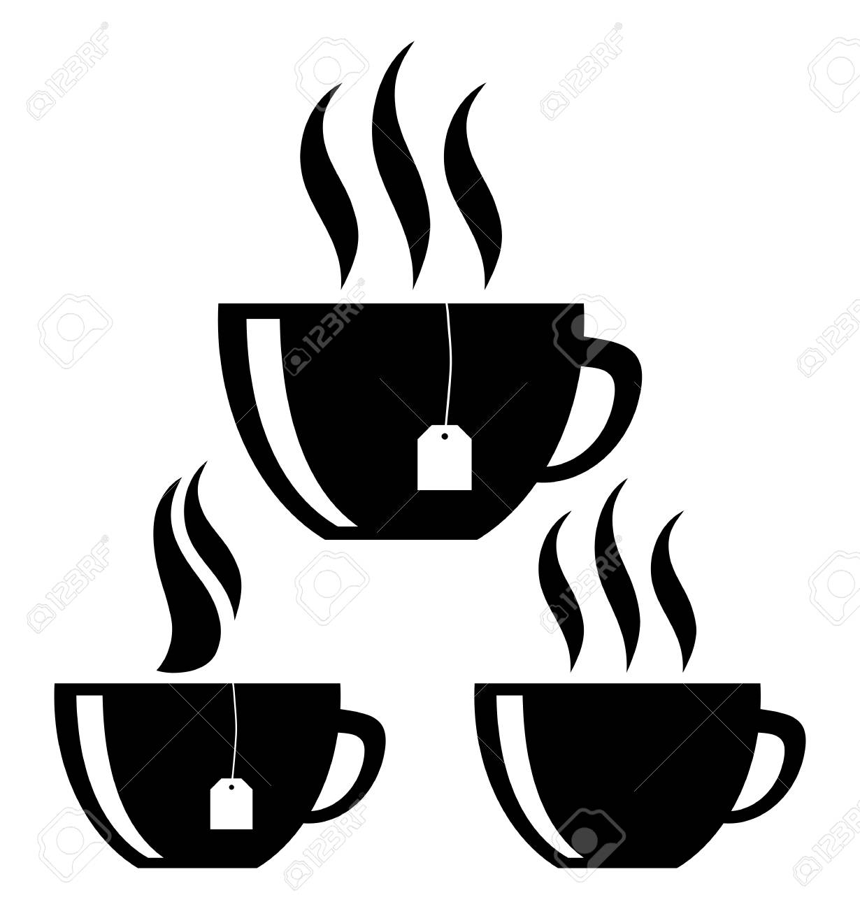 tea cups silhouette isolated on white background royalty free