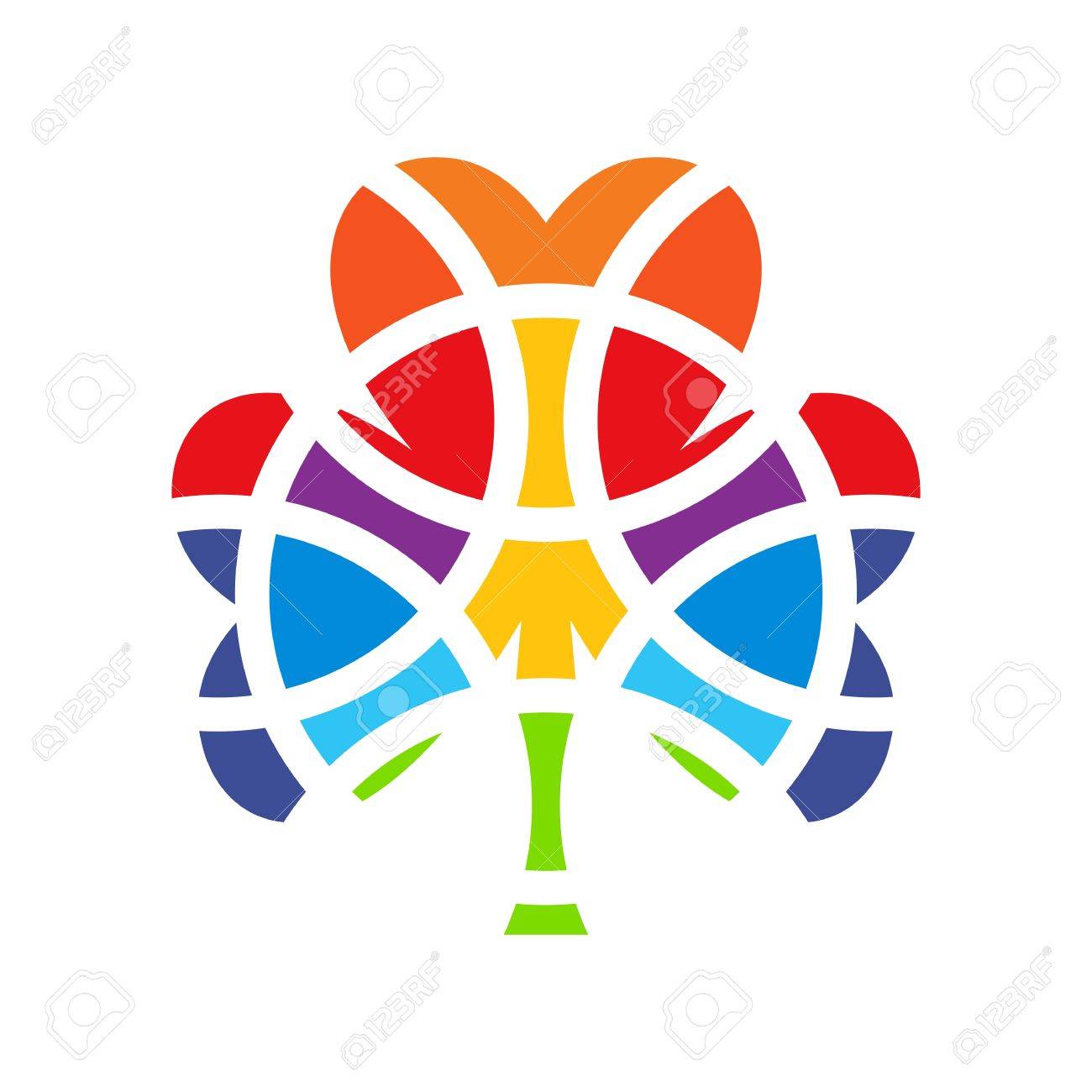 shamrock design element mosaic style colored four leaf clover icon white background