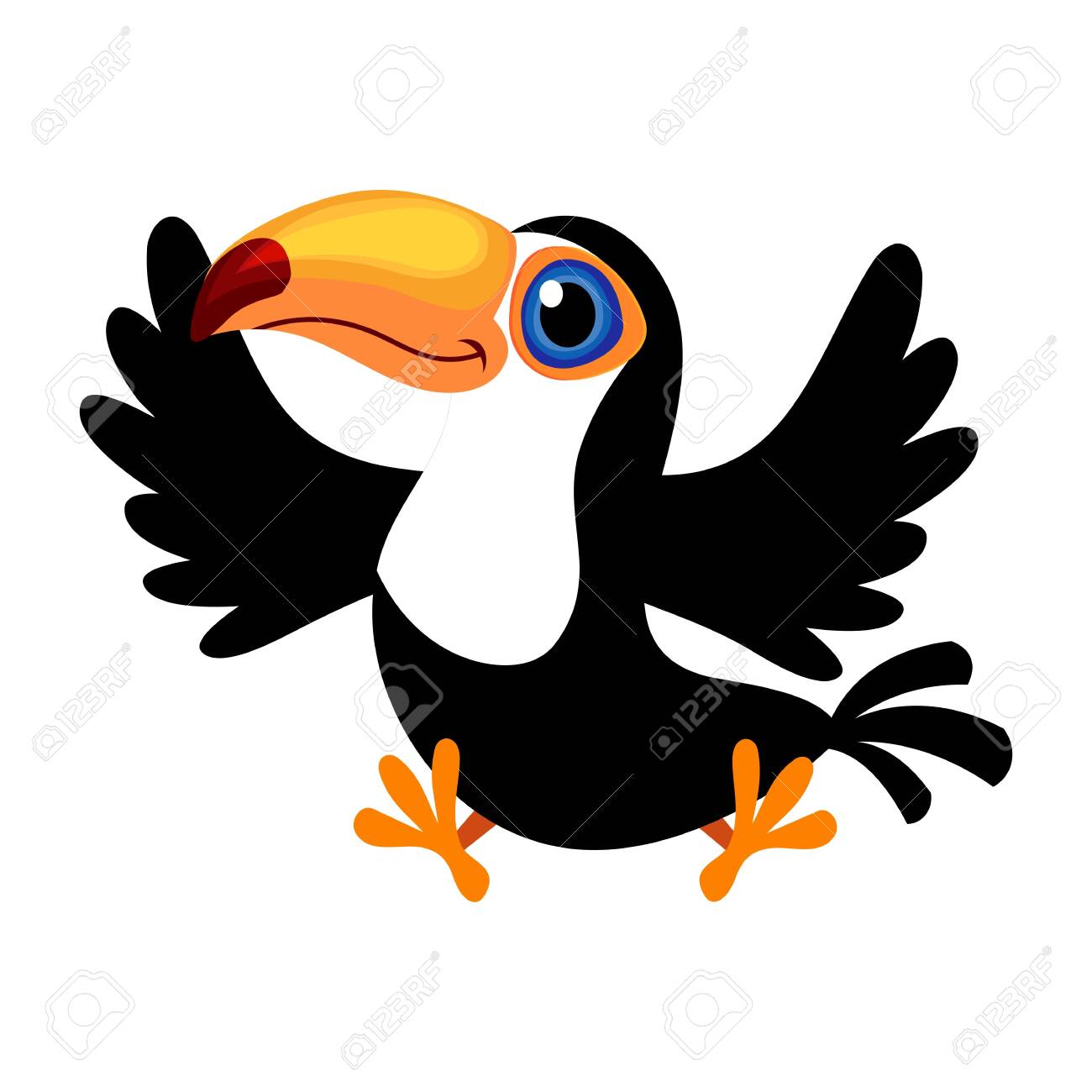 Cartoon toco toucan (Ramphastos toco) also known as the common toucan or the giant toucan isolated on white background - 126195420 Cartoon toco toucan (Ramphastos toco) also known as the common toucan or the giant toucan isolated on white background - 126195420