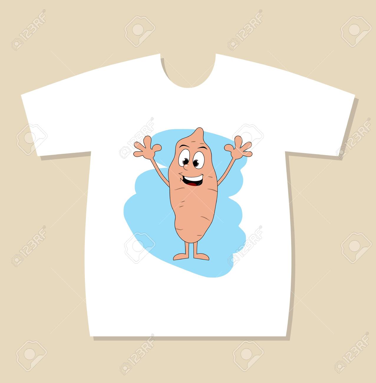 T Shirt Print Design With A Batata Rising Hands Ready To Hug
