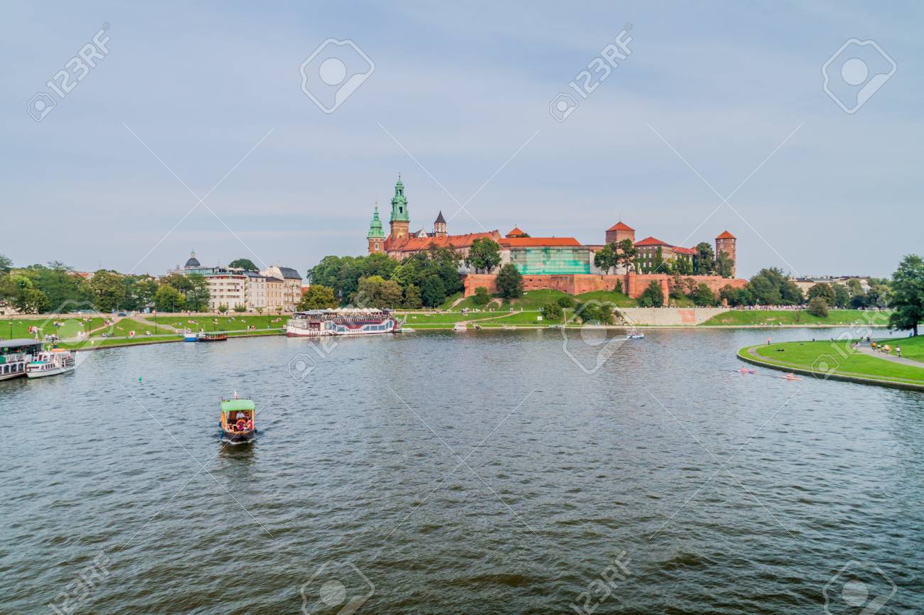 vistula river in front of wawel castle in krakow poland stock vistula river