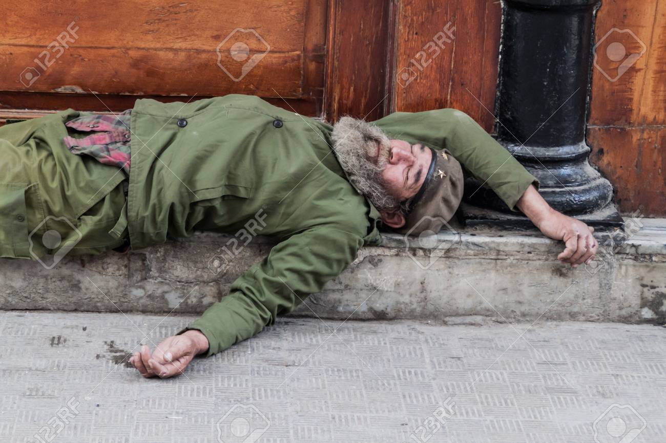 Havana Cuba Feb 22 16 Homeless Man Sleeping On The Street Stock Photo Picture And Royalty Free Image Image