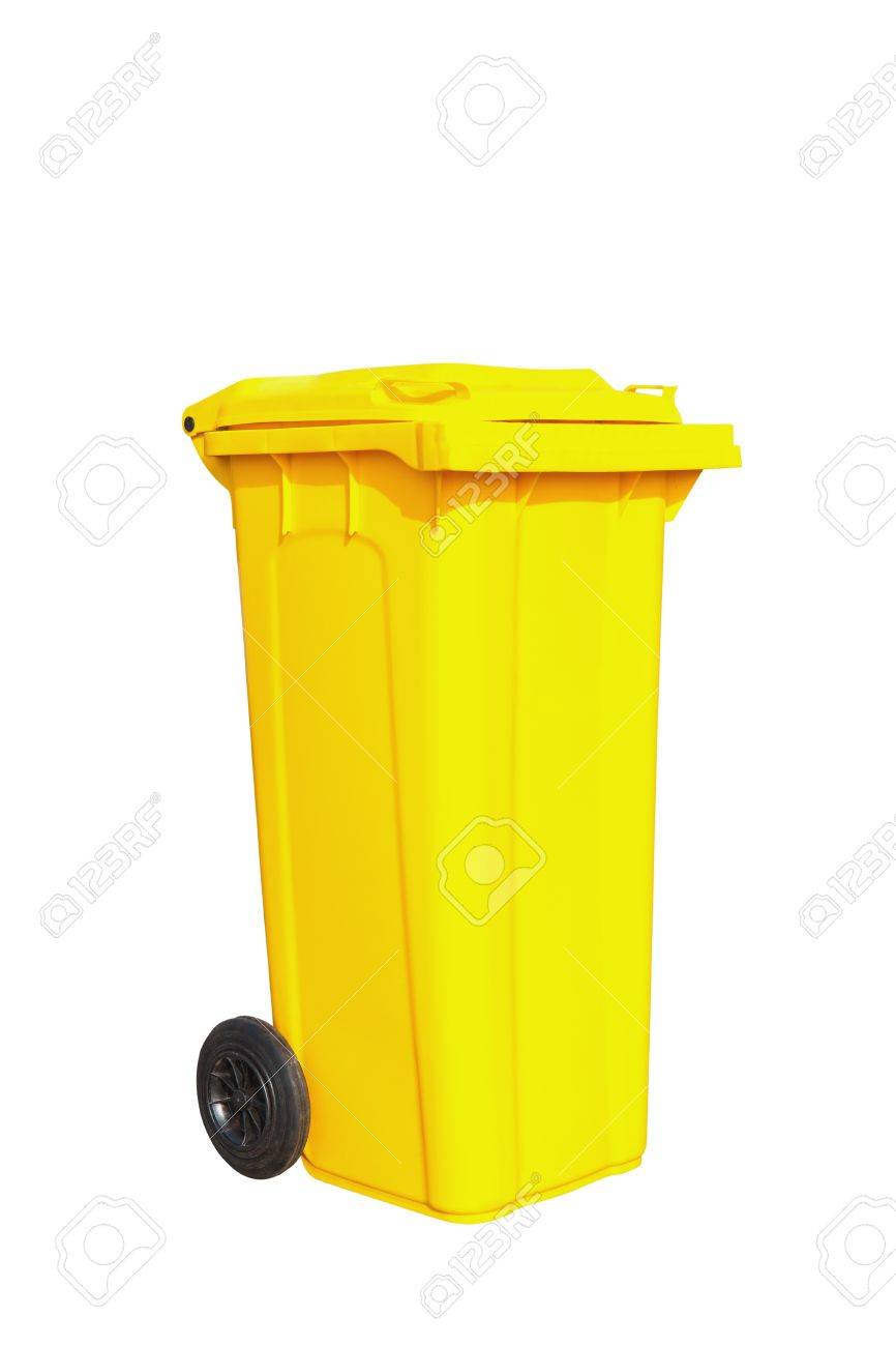 Download Large Yellow Garbage Bin With Wheel In White Background Stock Photo Picture And Royalty Free Image Image 13099026 Yellowimages Mockups