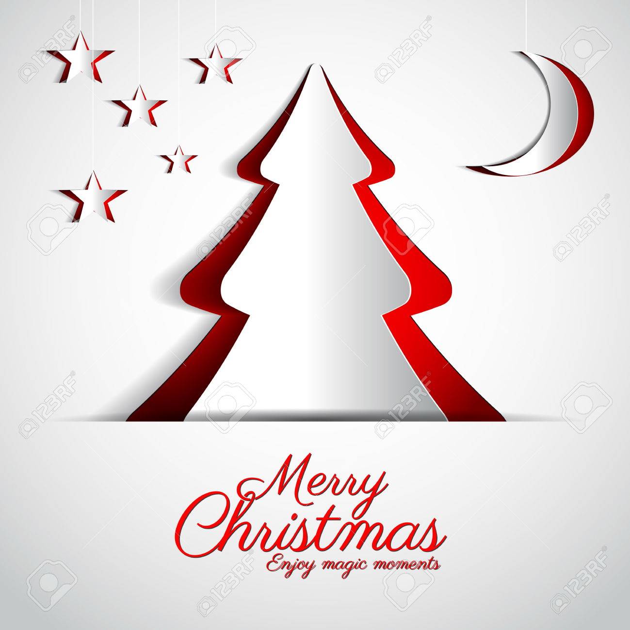 Merry Christmas paper tree design greeting card - vector illustration - 23510083 Merry Christmas paper tree design greeting card - vector illustration - 23510083