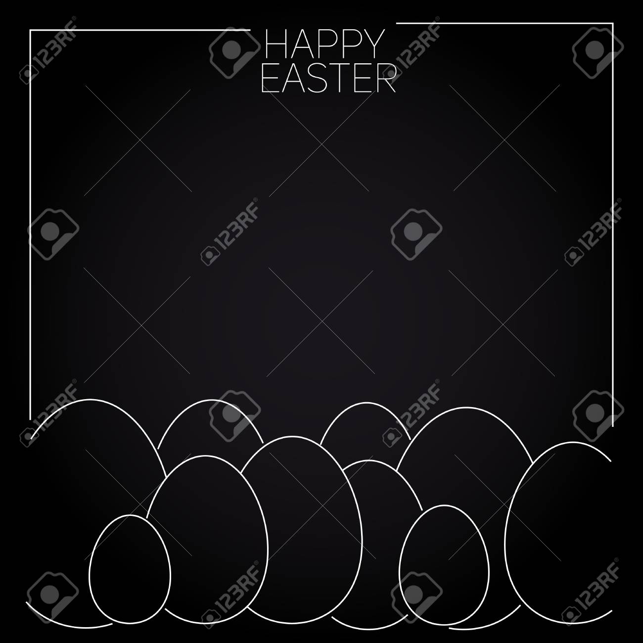 Linea Semplice Disegno Scuro Buona Pasqua Carta Uova Di Pasqua Disegno A Tratteggio