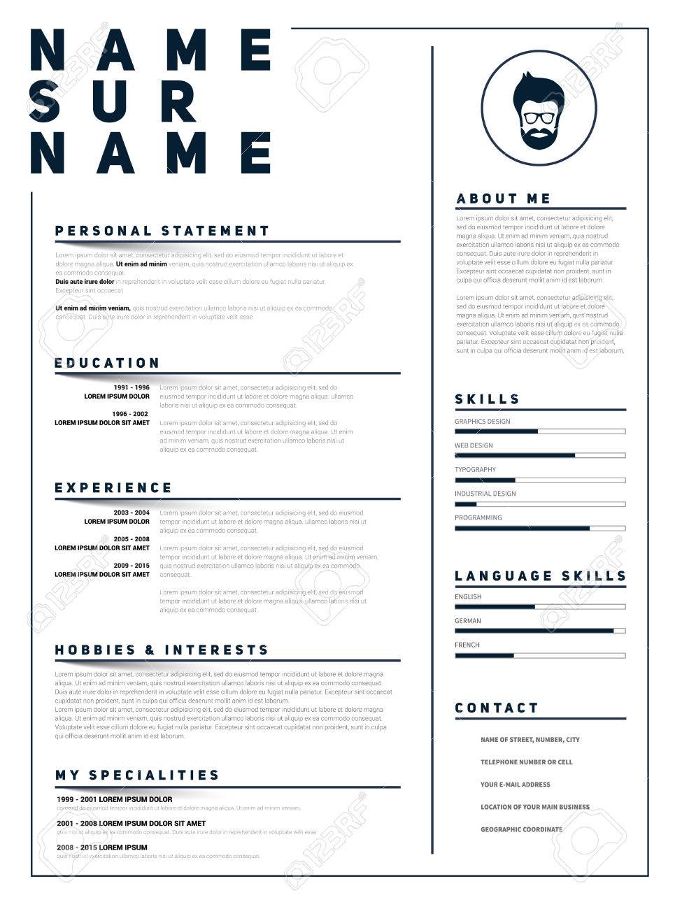 minimalist cv resume template with simple design vector royalty