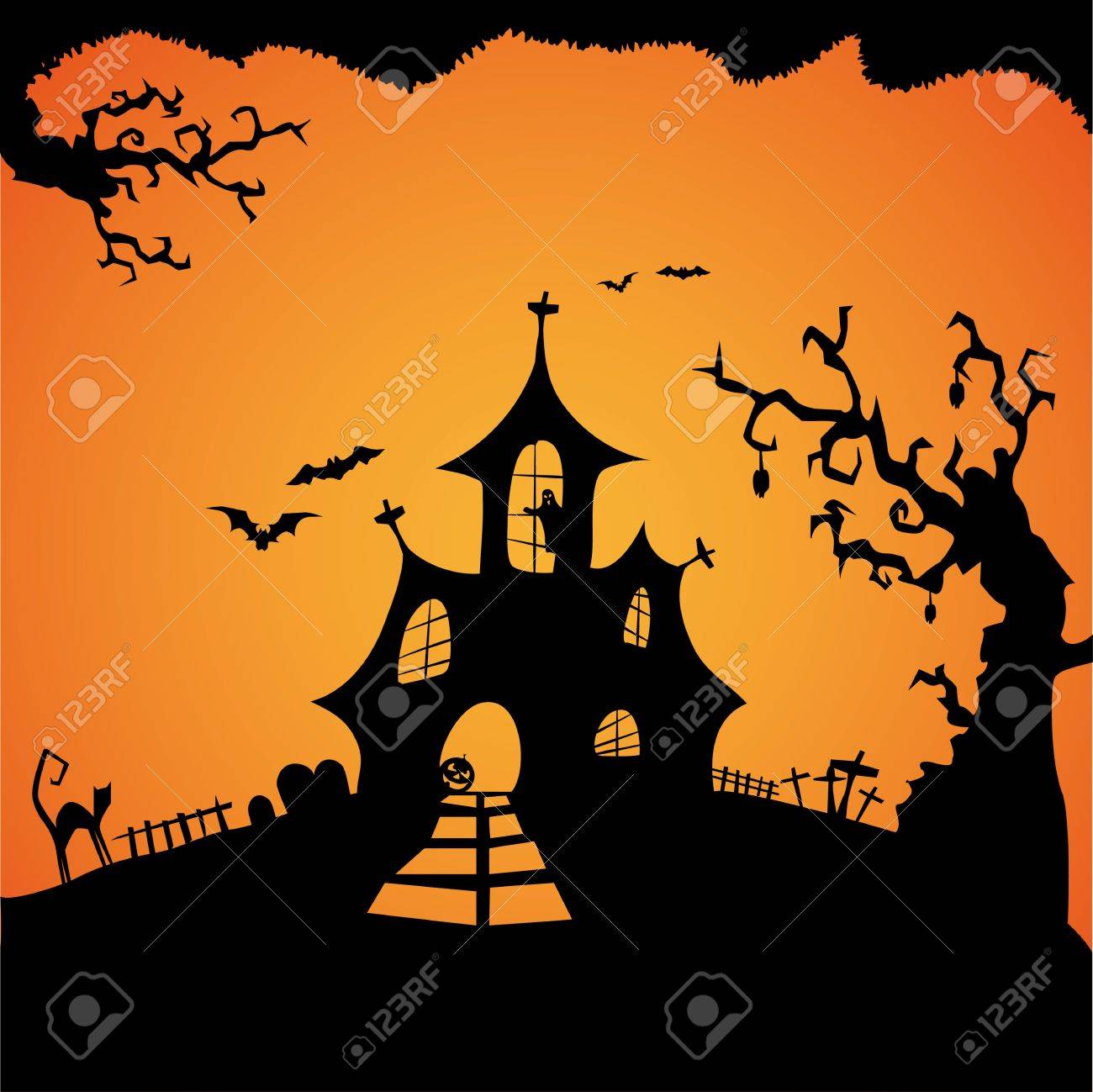 happy halloween card template mix of various spooky creatures