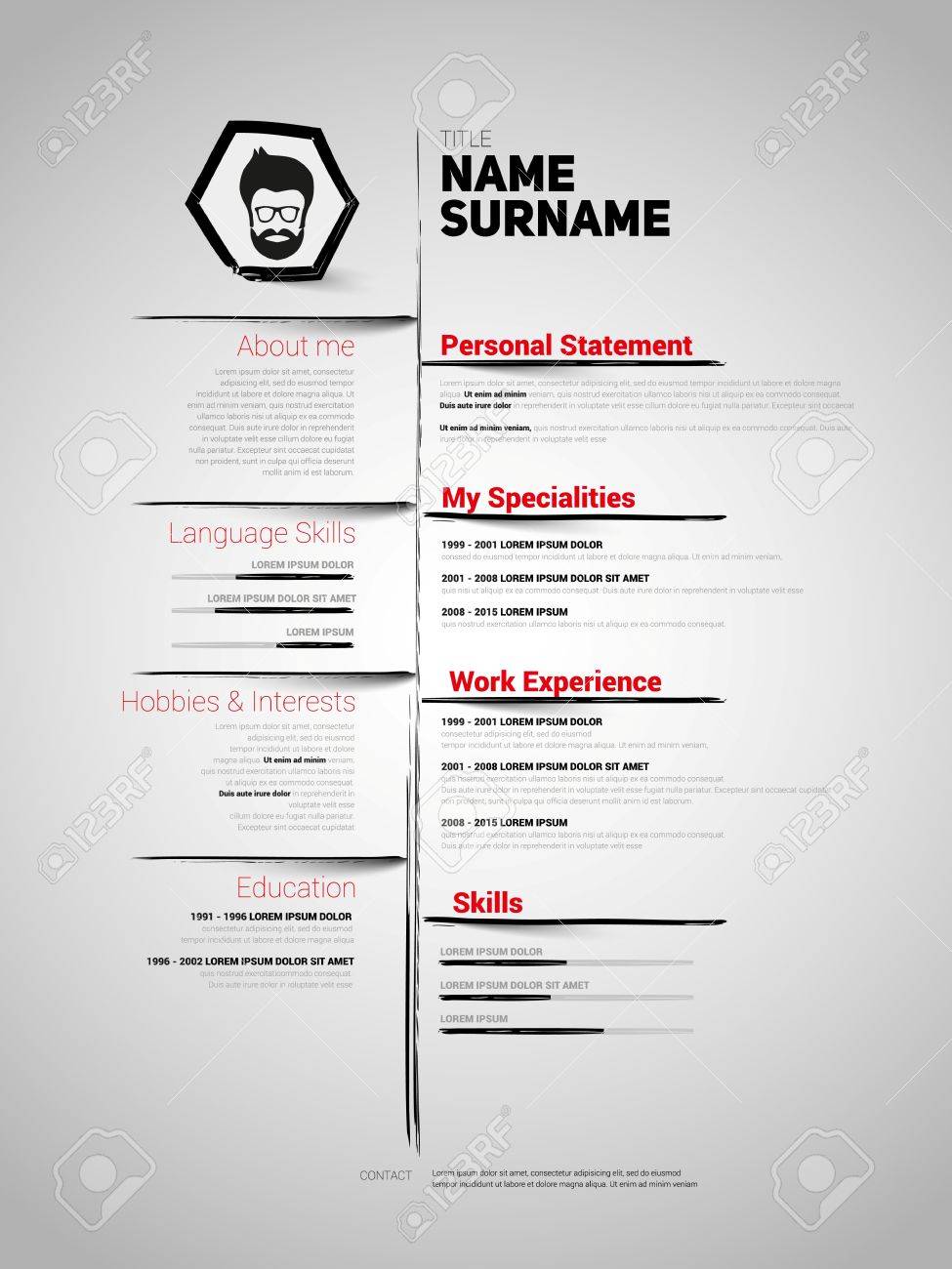 minimalist cv resume template with simple design and brush drawed resume template minimalist