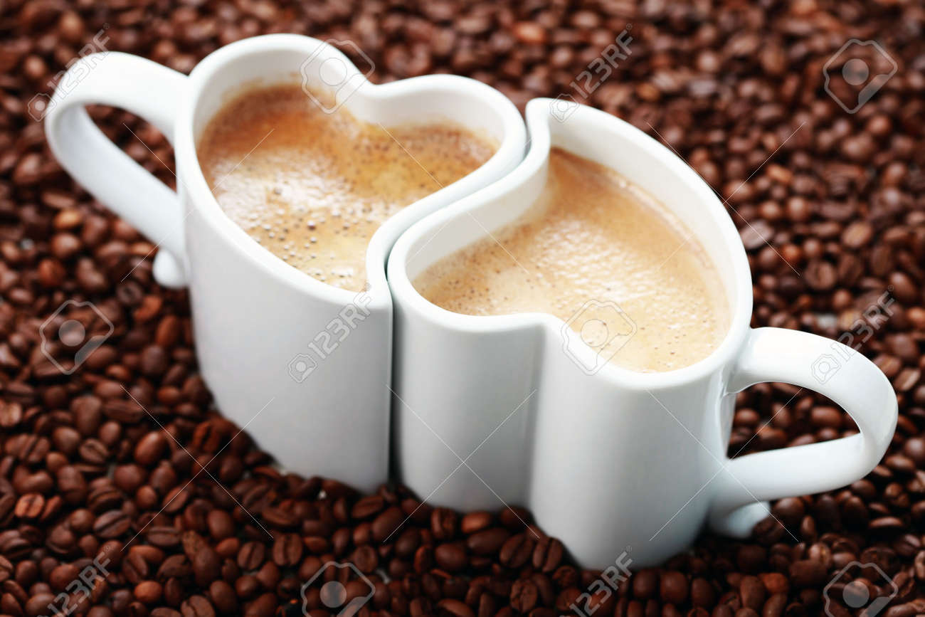 Coffee Cups With Coffee Beans Coffee Cups With Coffee Beans