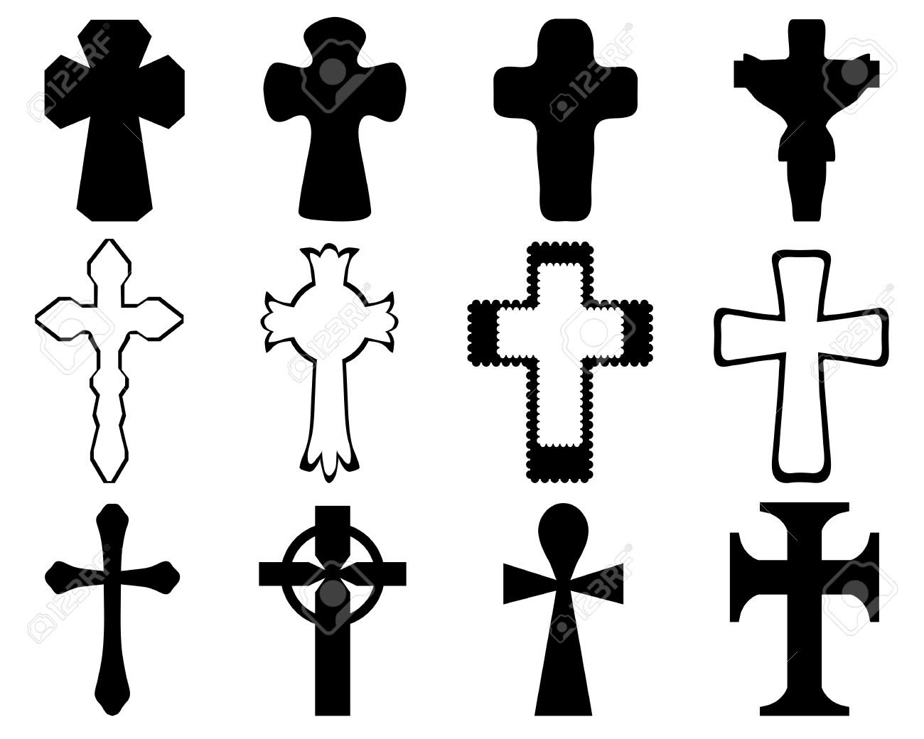 Siluetas De Cruces Ilustracion Vectorial Ilustraciones