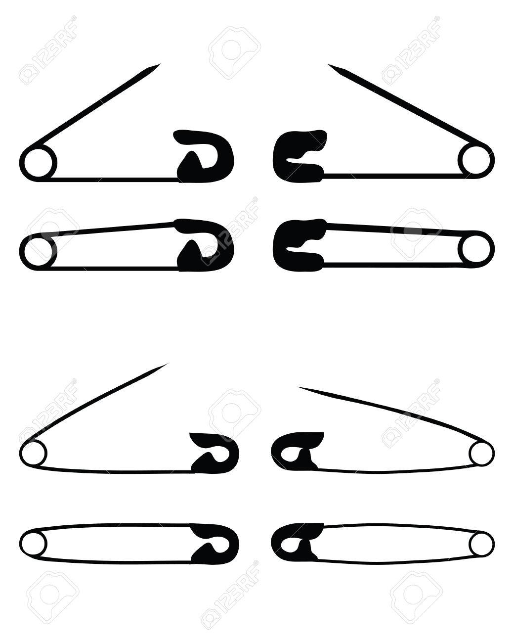 オープンとクローズの安全ピンのシルエットのイラスト素材 ベクタ Image オープンとクローズの安全ピンのシルエットのイラスト素材 ベクタ Image