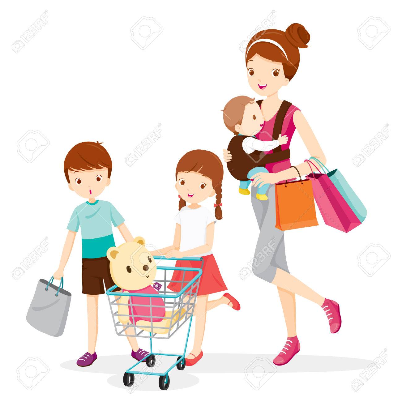Mother And Children Shopping Together, Mother, Shopping, Retail, Family, Child, Shopping Cart, Pushcart, Trolley, Shopping Bag - 55425130 Mother And Children Shopping Together, Mother, Shopping, Retail, Family, Child, Shopping Cart, Pushcart, Trolley, Shopping Bag - 55425130