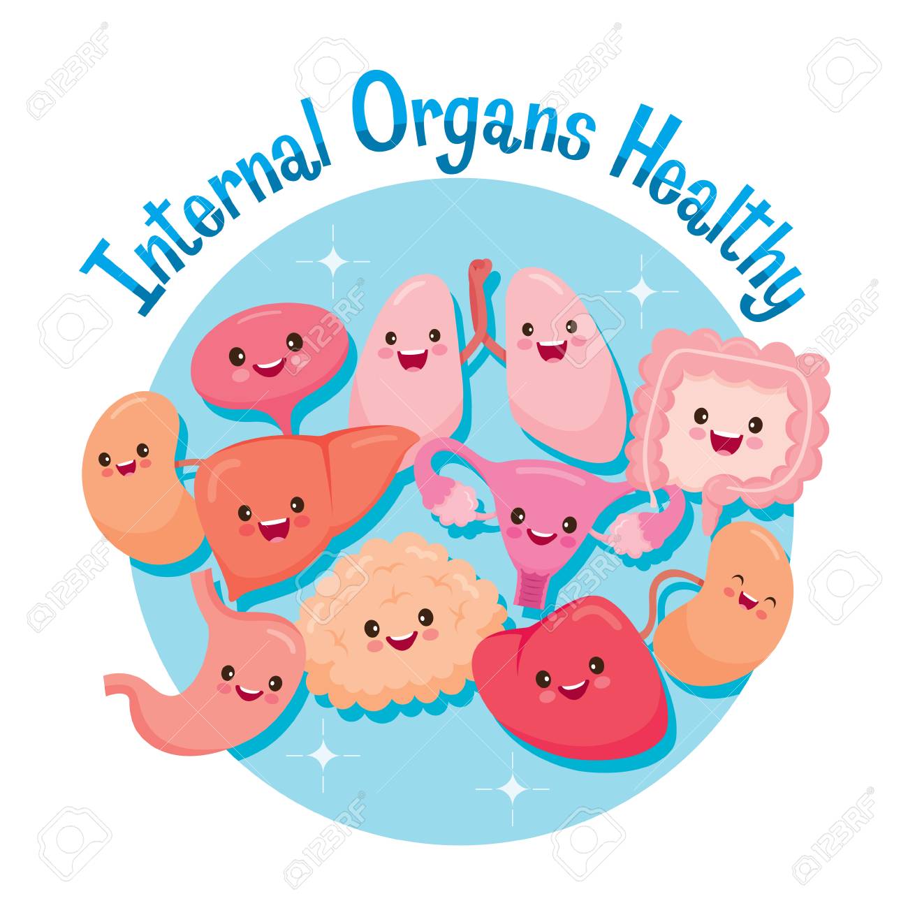 human internal organs cartoon characters funny together physiology