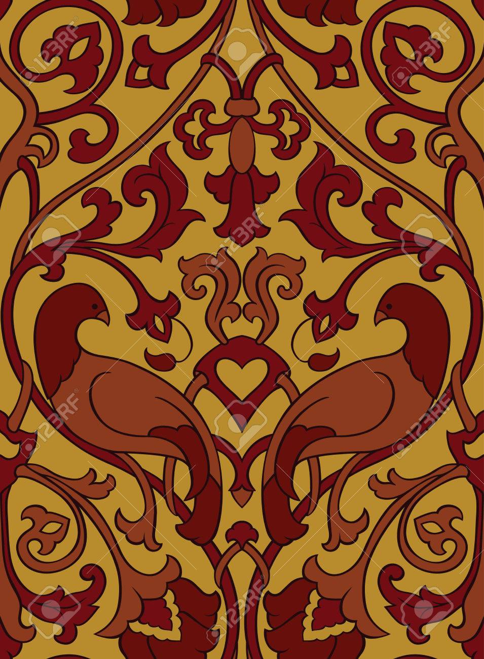 Téléchargement gratuit Images Motif Avec Des Fleurs Et Des Oiseaux Ornement En Filigrane dernière par