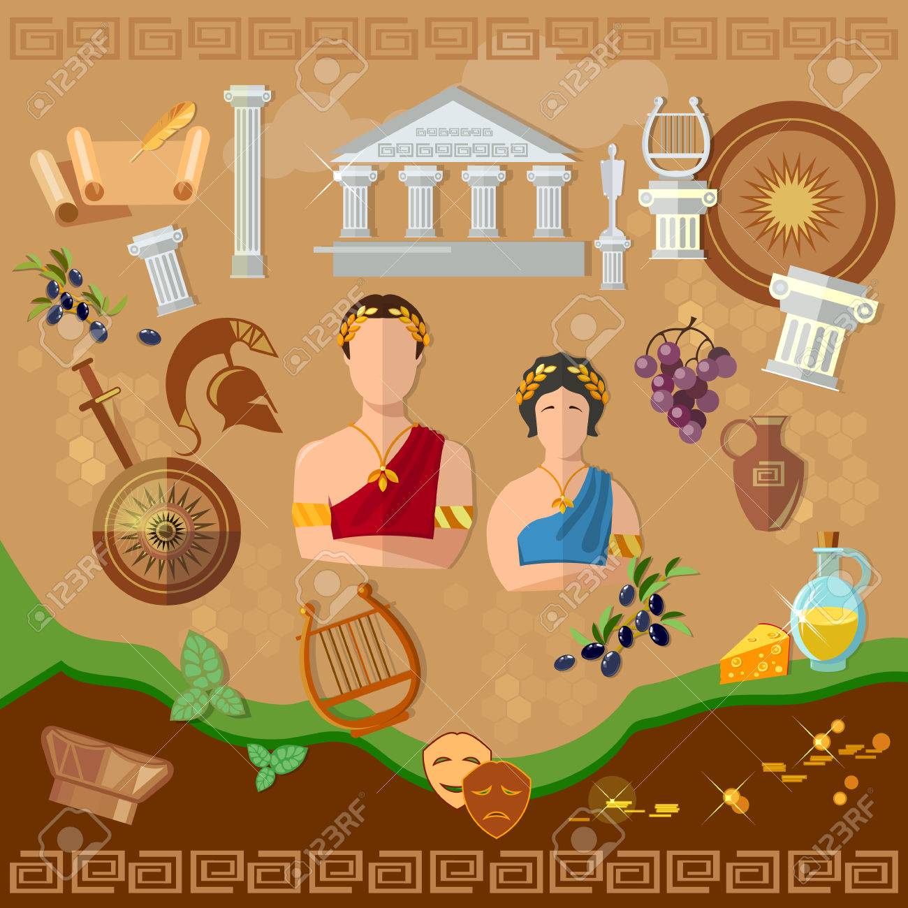 古代ギリシャ古代ローマの伝統と文化のベクトル イラスト のイラスト素材 ベクタ Image 56738396