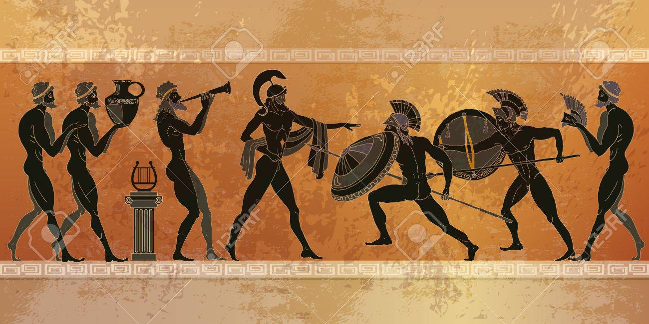 ancient greece scene black figure pottery ancient greek mythology