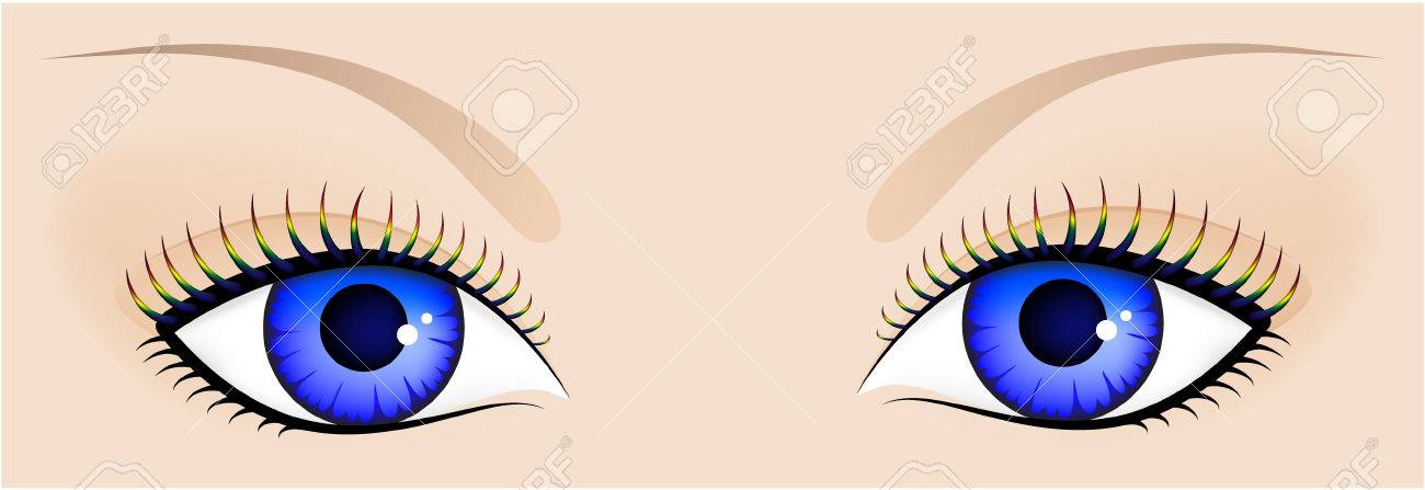 マルチカラーの瞳孔とまつげの人間の目のイラスト素材 ベクタ Image