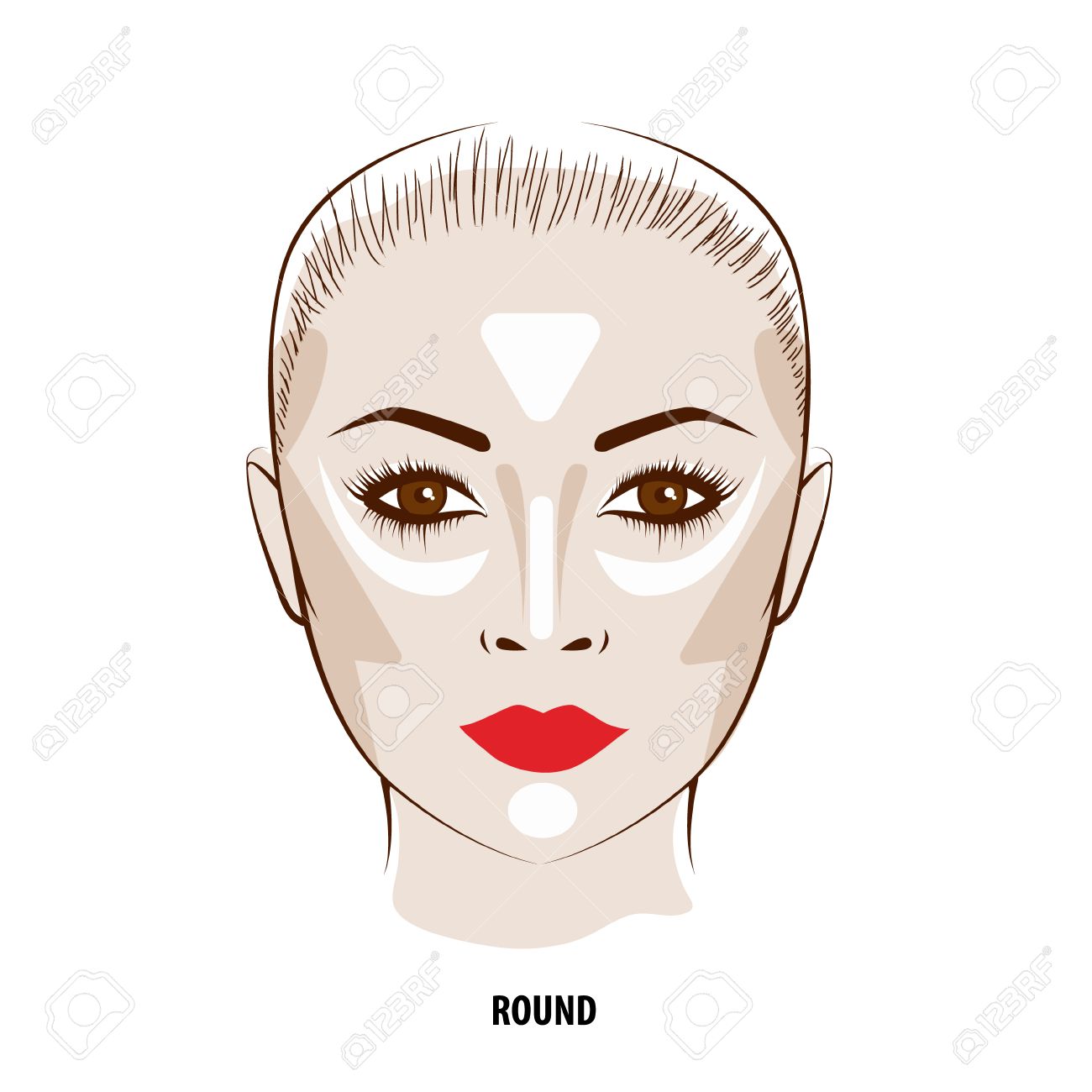 Contour and Highlight makeup. Contouring round face make-up. Fashion illustration - 57913762 Contour and Highlight makeup. Contouring round face make-up. Fashion illustration - 57913762
