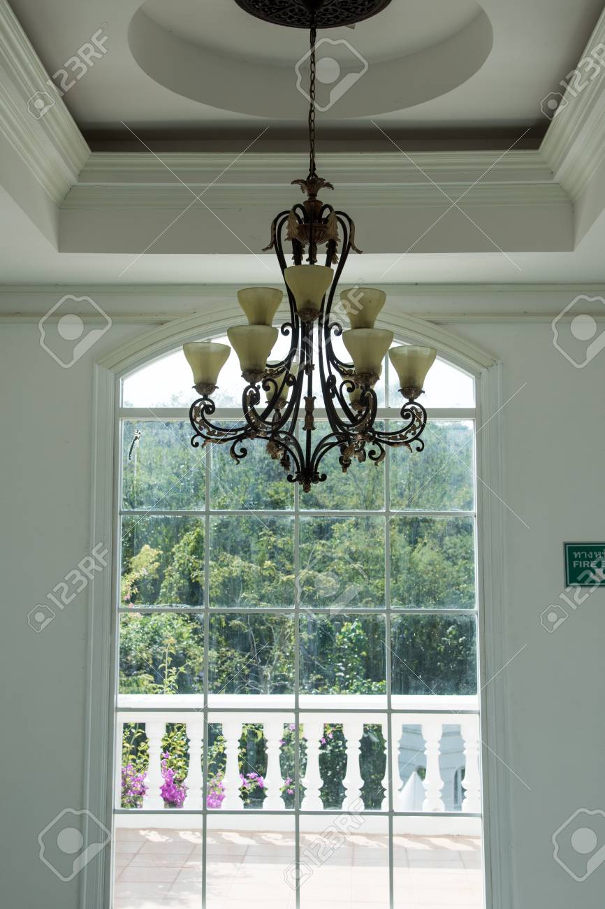 Chandelier Lamp Hang On Ceiling Stock Photo Picture And Royalty