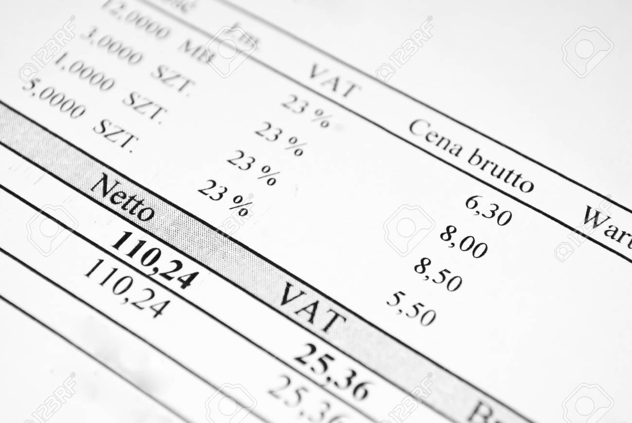 invoice sheet with prices and tax invoice sheet