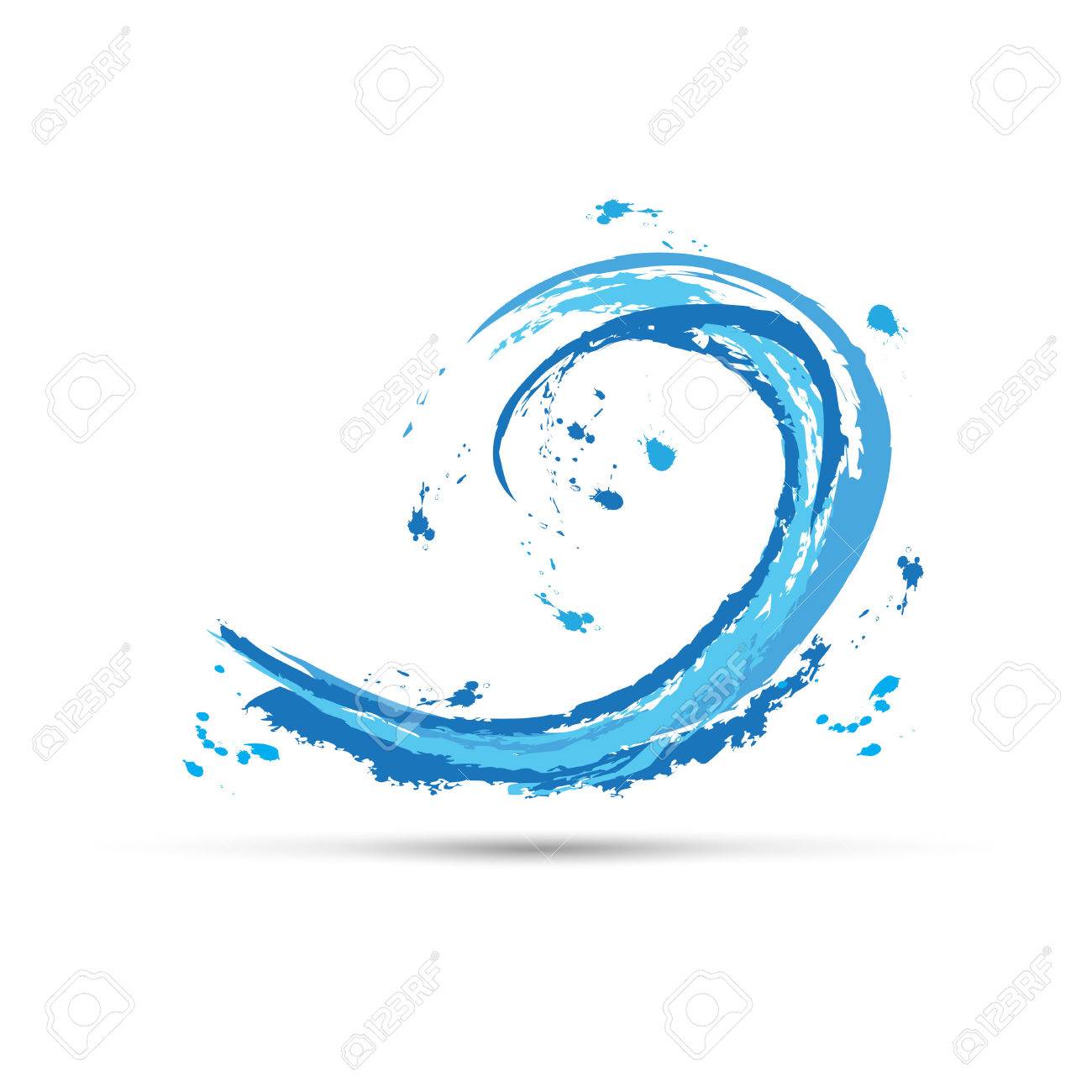 Vector Abstract Wave Bleu De La Mer A La Main Avec Des Touches Clip Art Libres De Droits Vecteurs Et Illustration Image
