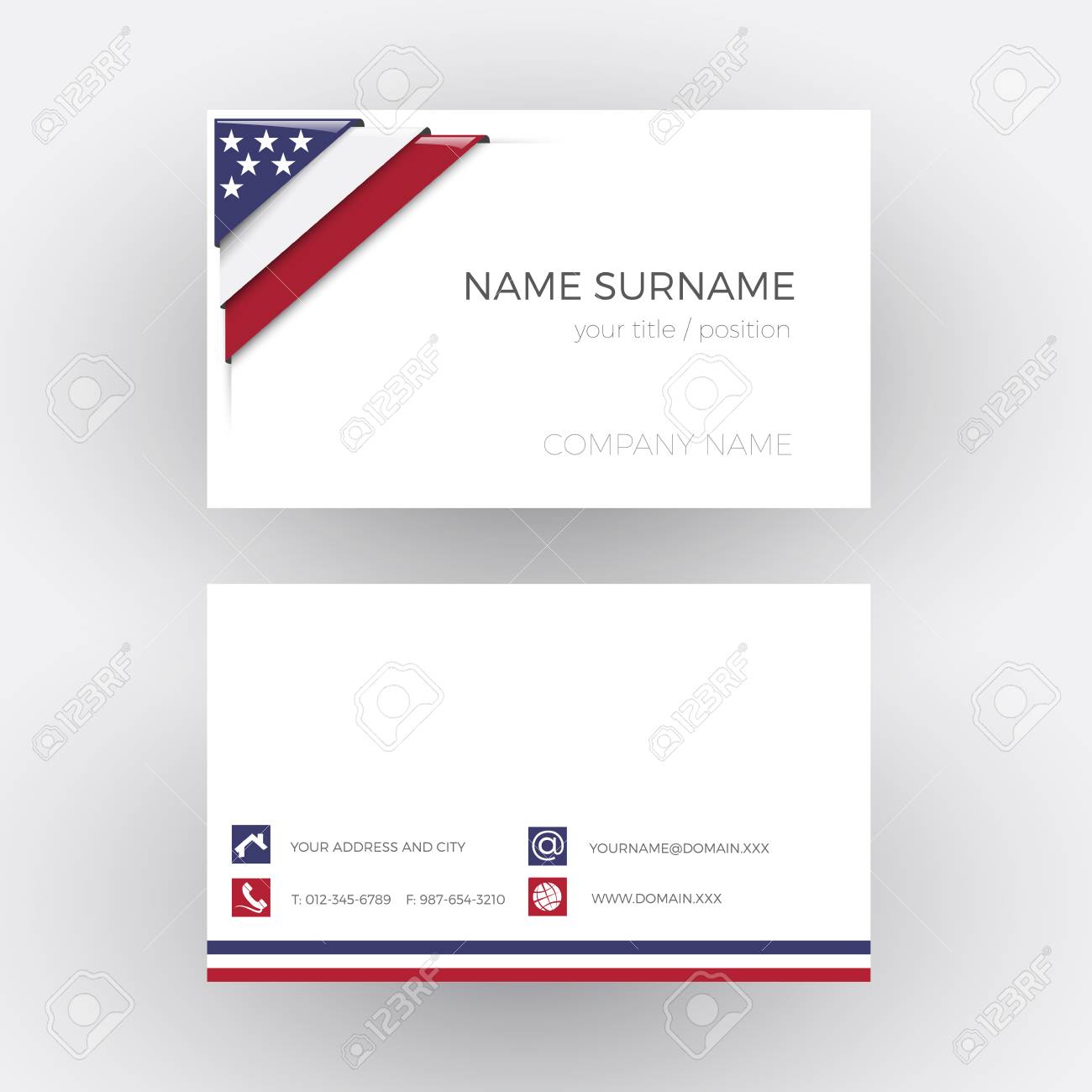 vector abstract corner with american flag business card american flag business card