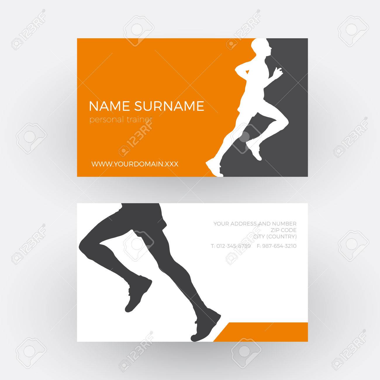 abstract runner and personal trainer business card royalty free trainer business card