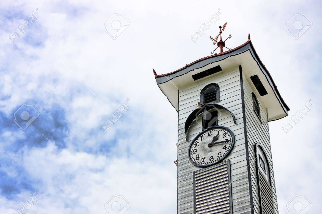 Atkinson Clock Tower over cloudy sky at Kota Kinabalu city, Sabah, Malaysia. - 5238221 Atkinson Clock Tower over cloudy sky at Kota Kinabalu city, Sabah, Malaysia. - 5238221