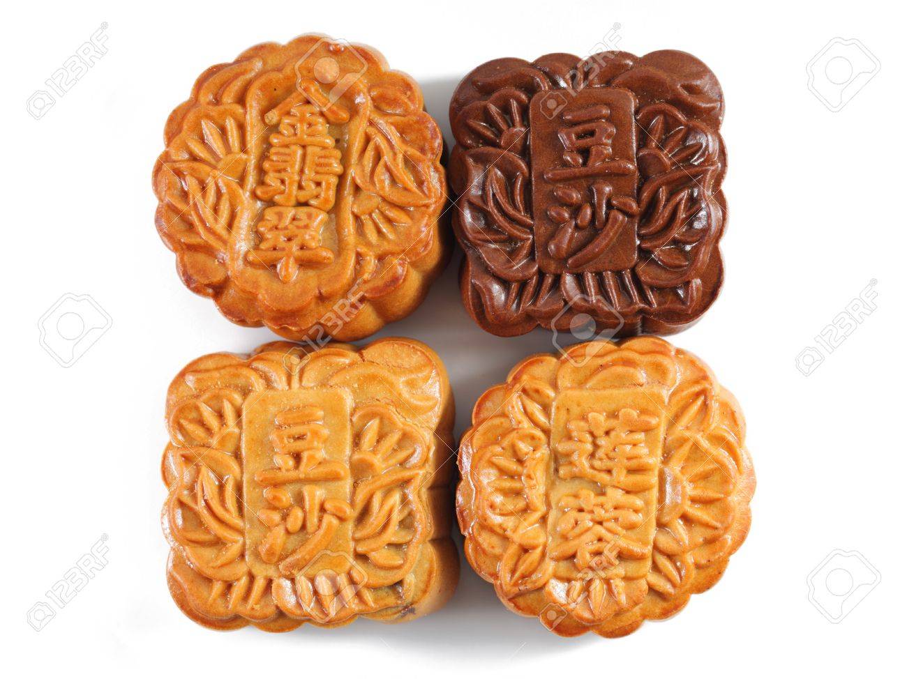 Type Of Mooncake Close Up Of Four Mooncakes Isolated On White Background The Stock Photo Picture And Royalty Free Image Image 22152165 123rf