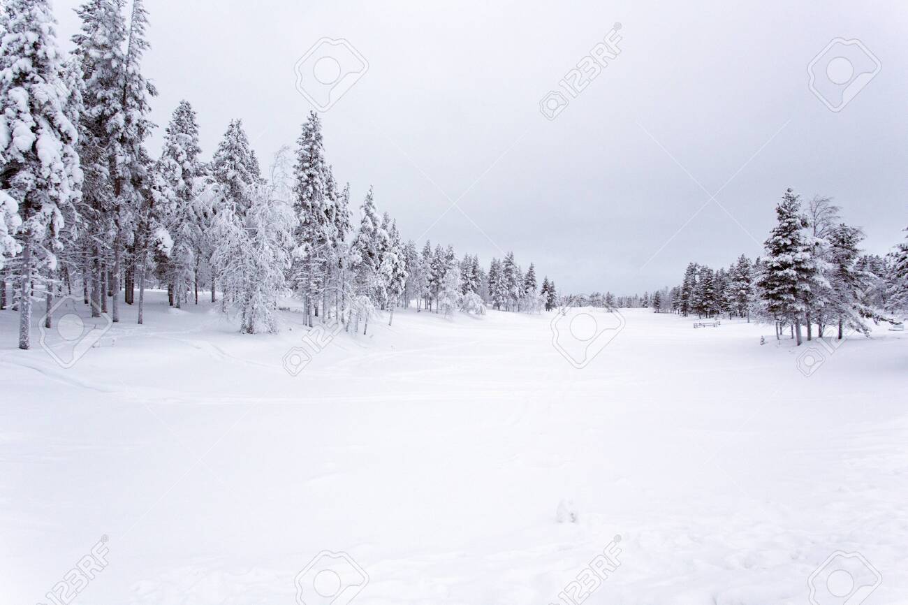 A frozen landscape in lapland during winter - 144715860 A frozen landscape in lapland during winter - 144715860