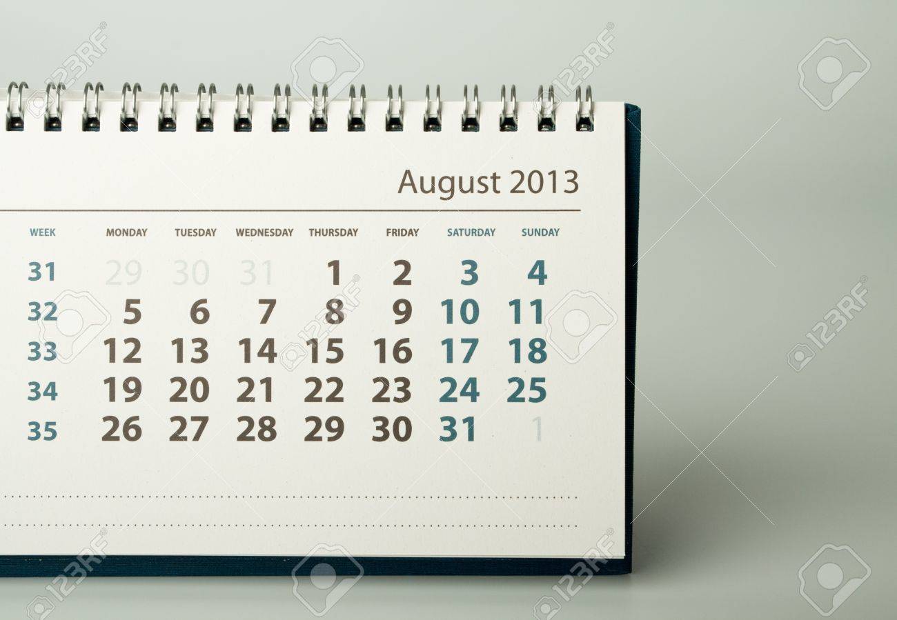 august calendar sheet 2013 year calendar stock photo picture and