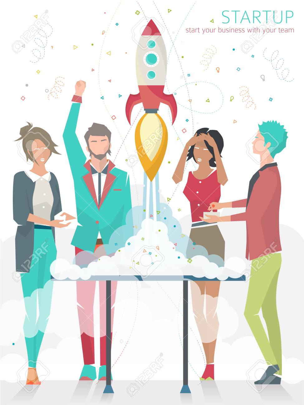 Concept of startup with rocket. Start business with your team - 44183983 Concept of startup with rocket. Start business with your team - 44183983