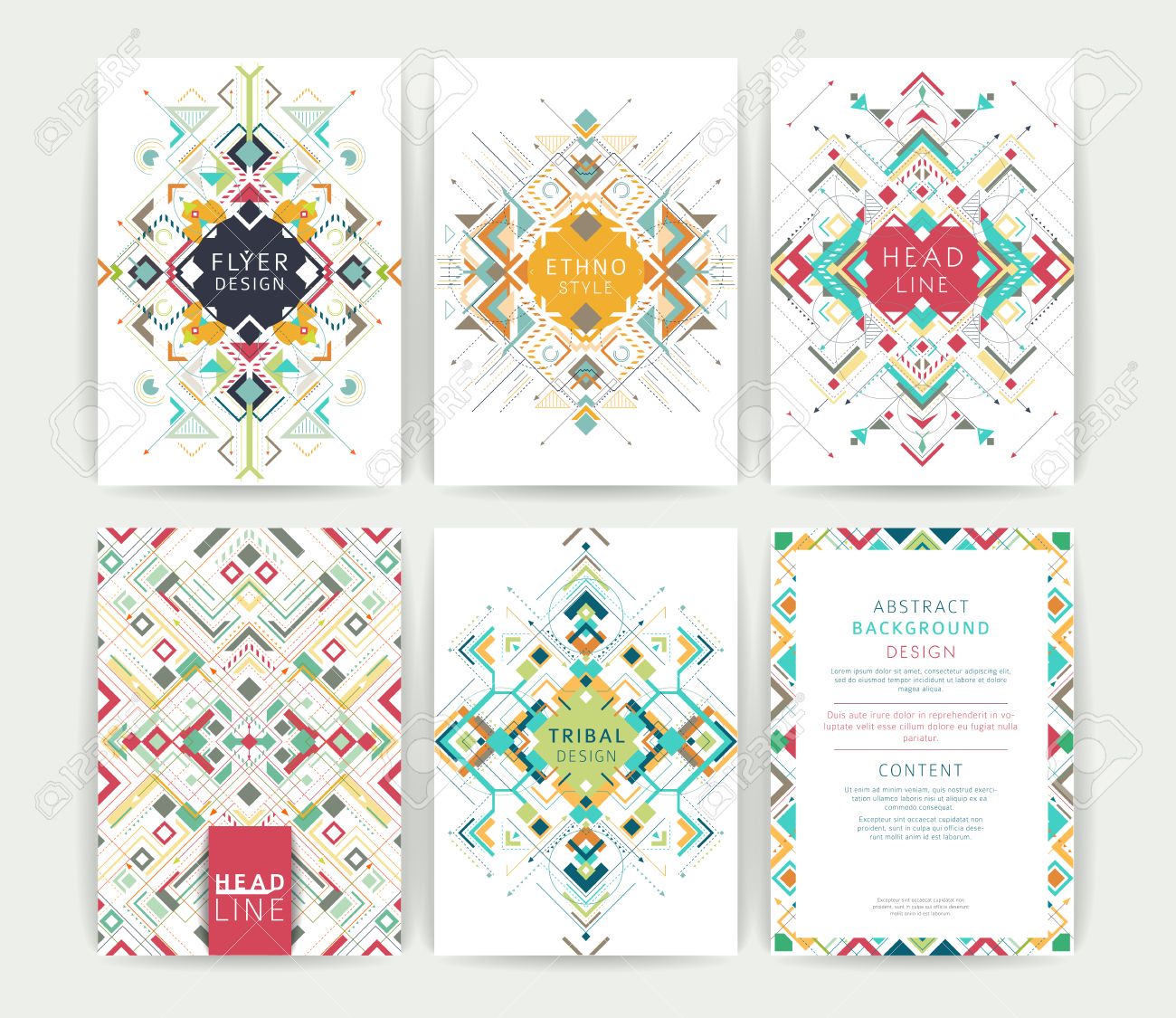 set of geometric abstract colorful flyers brochure templates brochure backgrounds