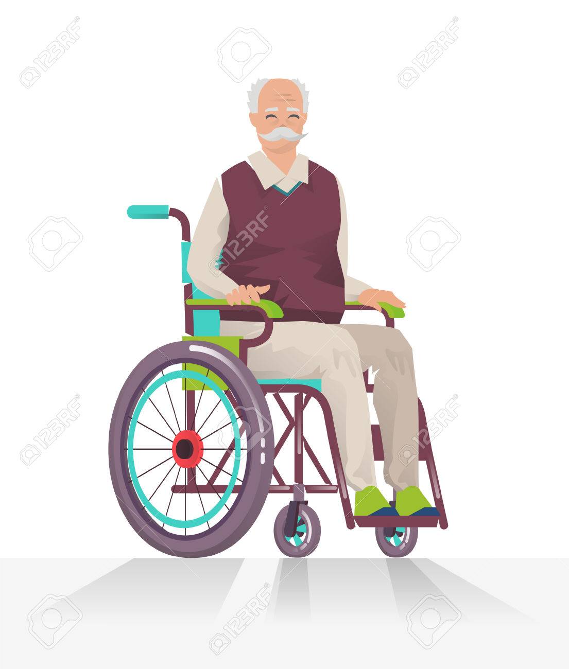 Concetto di disabilità della persona. Uomo disabile anziano in sedia a rotelle. Concetto di disabilità della persona. Uomo disabile anziano in sedia a rotelle.