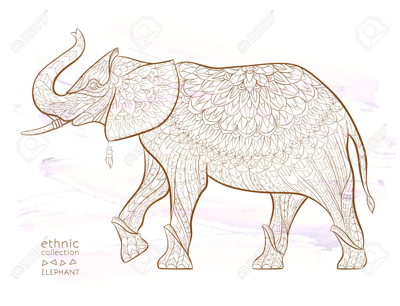 patterned elephant on the grunge background african tattoo