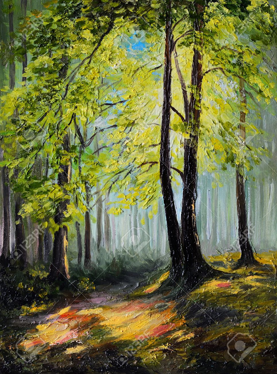 油絵 絵画【森の風景】