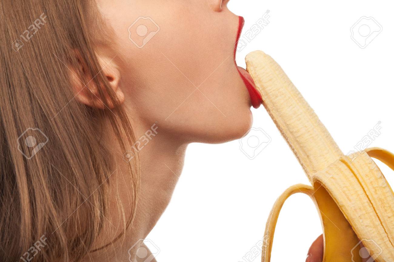 角質の女の子は、食べるし、バナナを舐めます。オーラル セックスの写真素材・画像素材 Image 41970617