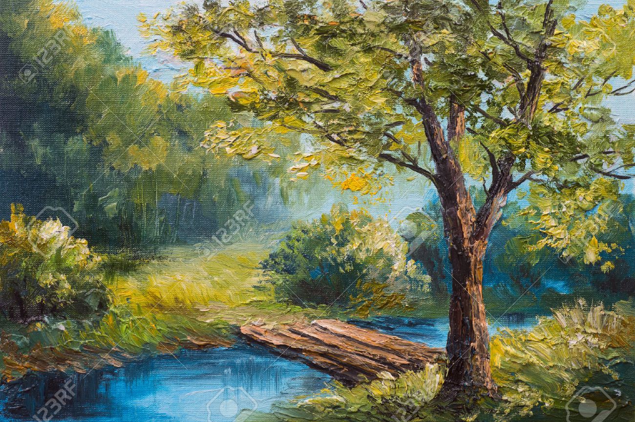 油絵風景 カラフルな夏の森 美しい川 の写真素材 画像素材 Image 油絵風景 カラフルな夏の森 美しい川 の写真素材 画像素材 Image