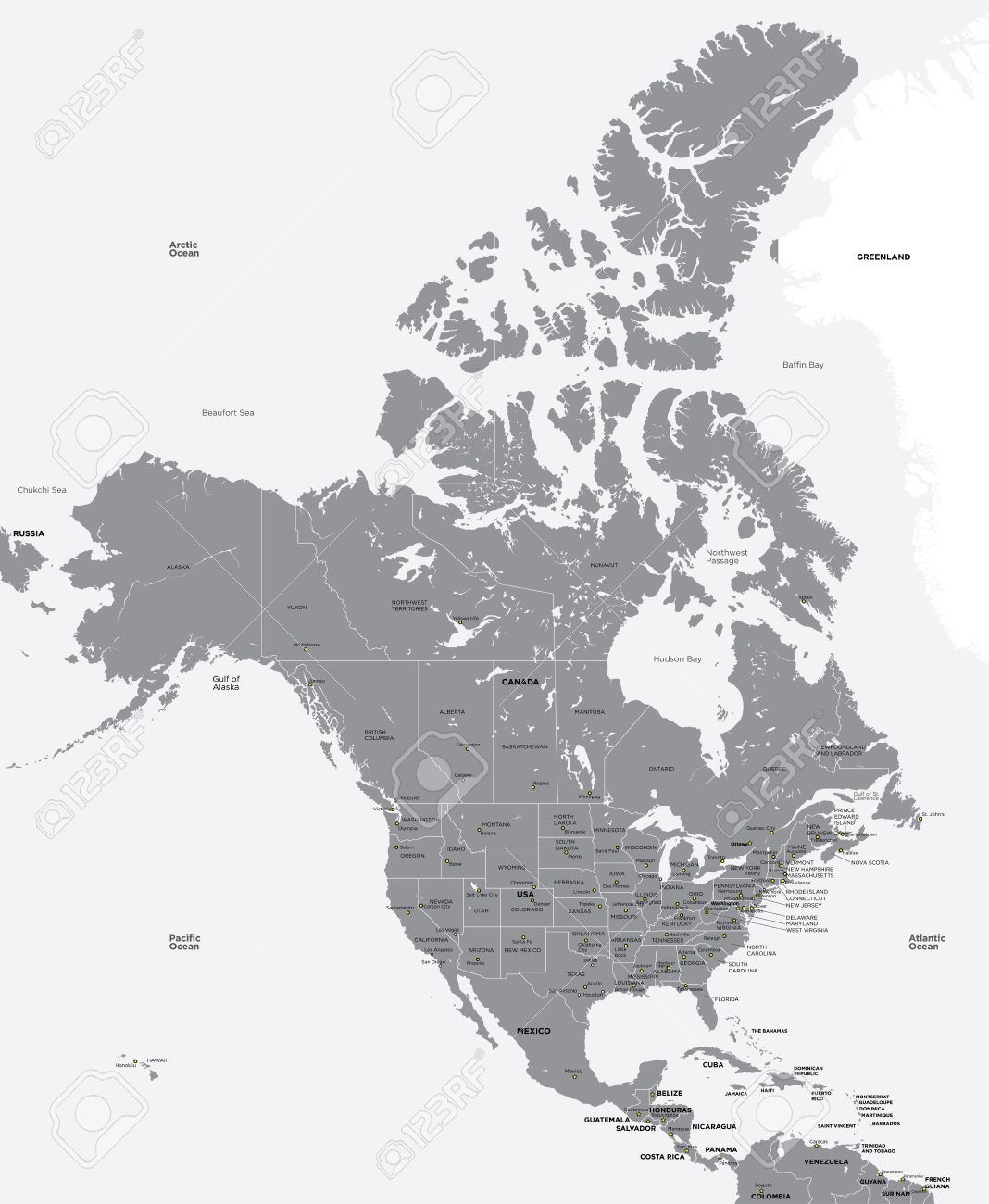 Black And White Map Of The Usa And Canada Royalty Free Cliparts Vectors And Stock Illustration Image