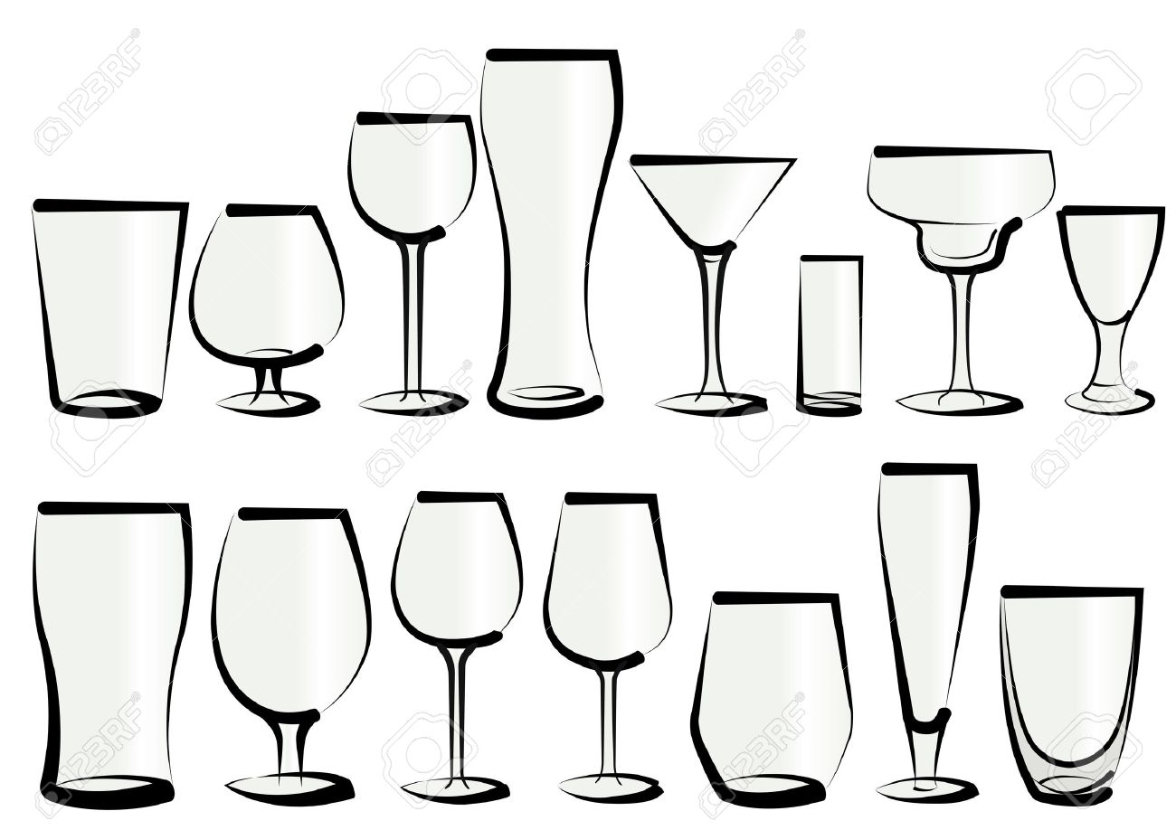 Vector Illustration Set Of Glasses As You Can Find In A Bar - Vector Illustration Set Of Glasses As You Can Find In A Bar Or A Restaurant vector illustration set of glasses as you can find in a bar - vector illustration set of glasses as you can find in a bar or a restaurant