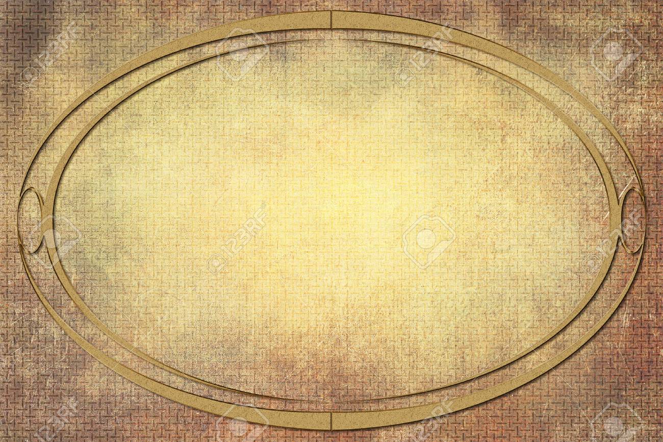 モダンな装飾的な楕円形金属フレーム織り目加工の背景を持つ 黄色 茶色とゴールドの色 の写真素材 画像素材 Image 59190237